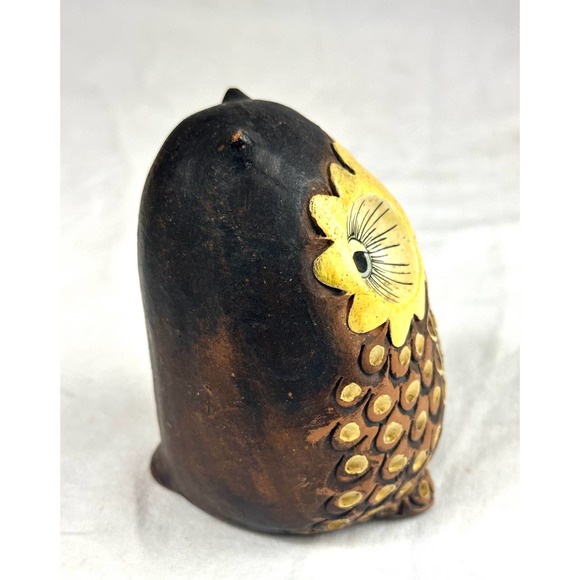 Vintage Ceramic Pottery Owl Wide Eyes Eyelashes Anthropomorphic Hand Painted - Picture 3 of 10
